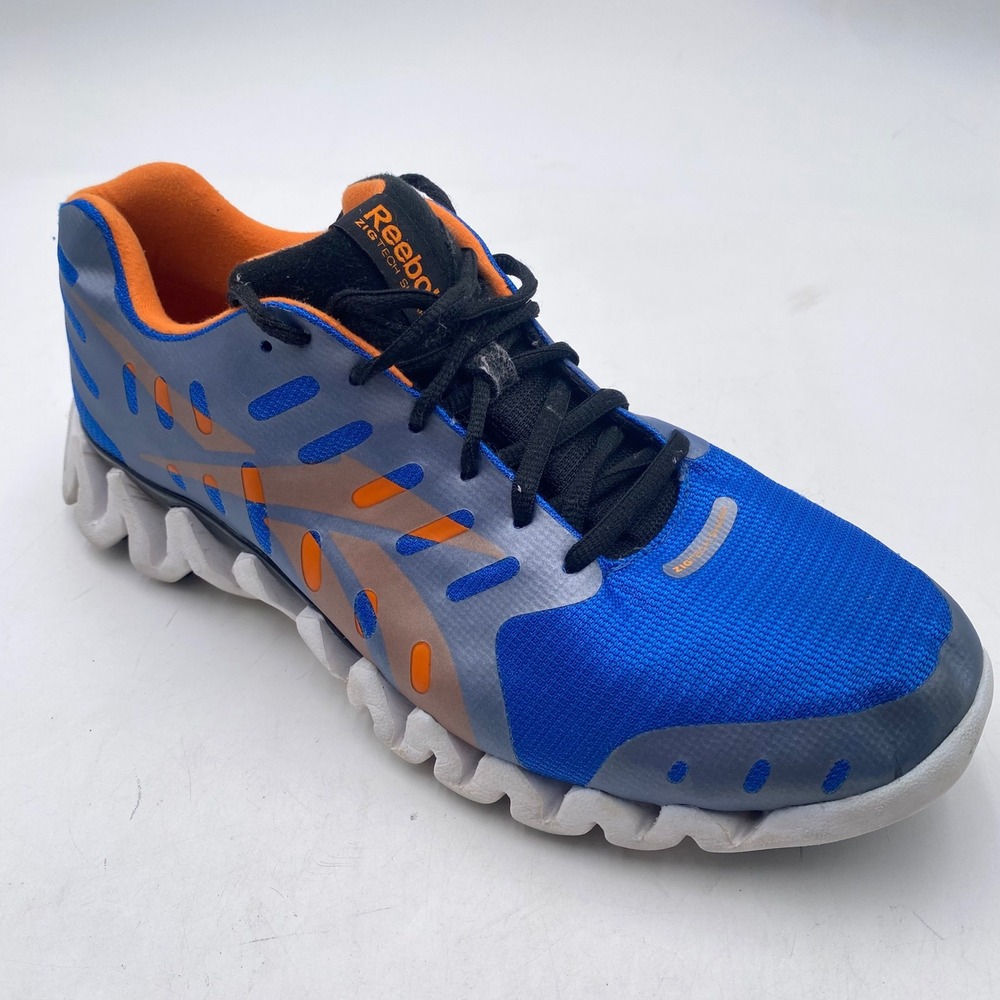 Reebok ZigTech Shark Running Shoes Mens 7 Blue Orange J97114 Athletic Sneakers